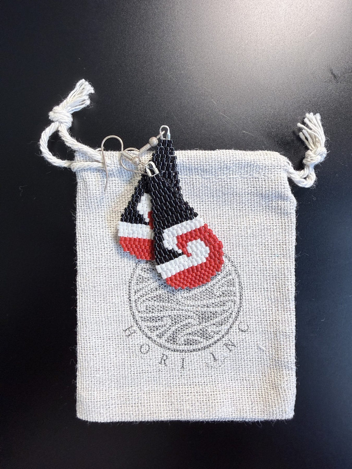 Hori.Inc tino beaded earrings, Red