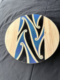 Hori.Inc small lazy Susan, blue resin kōwhaiwhai band