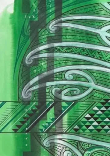 Original Hori.Inc artwork in pounamu greens
