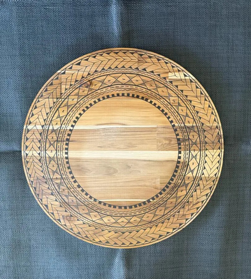 Pasifika hand-painted timber platter by Hori.Inc