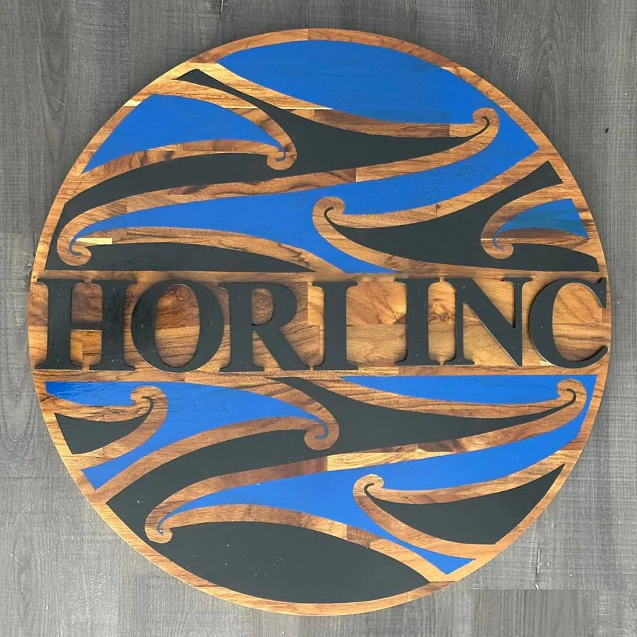Moana blue board reading Hori.Inc